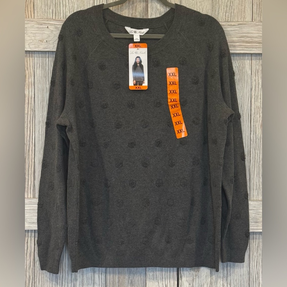 Leo & Nicole Gray Polka Dot Sweater Sz XXL NWT